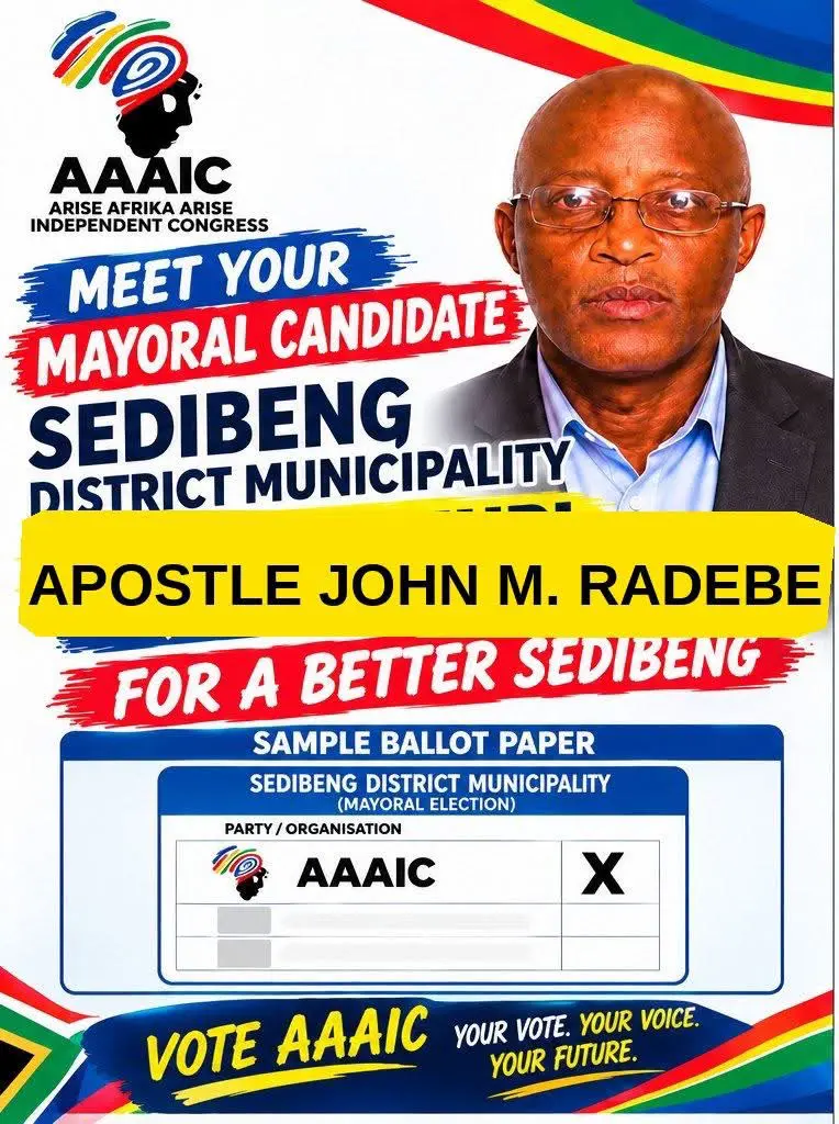 Apostle John M. Radebe, AAAIC Mayoral Candidate, Sedibeng District Municipality