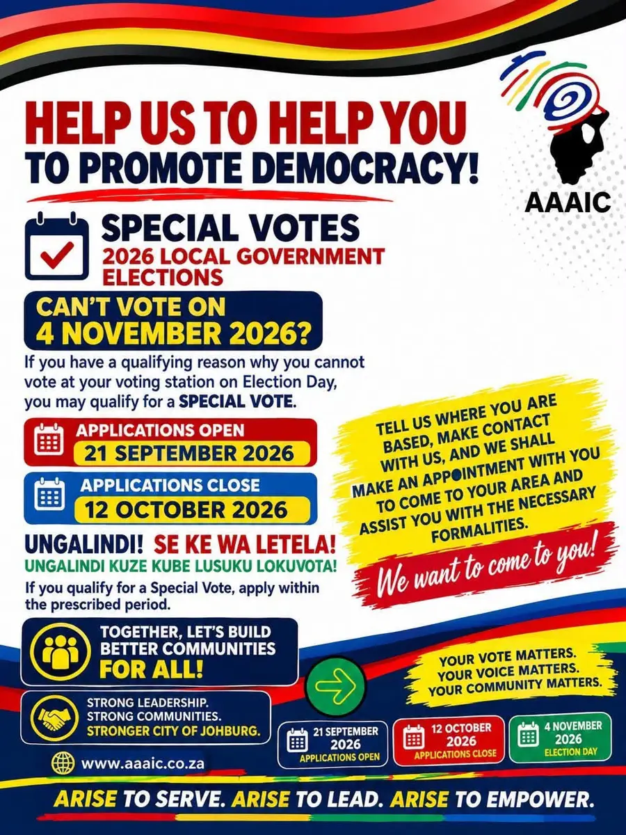 AAAIC Special Votes poster for the 2026 Local Government Elections