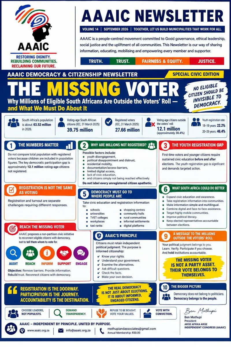 AAAIC Newsletter: The Missing Voter — eligible South Africans outside the voters' roll