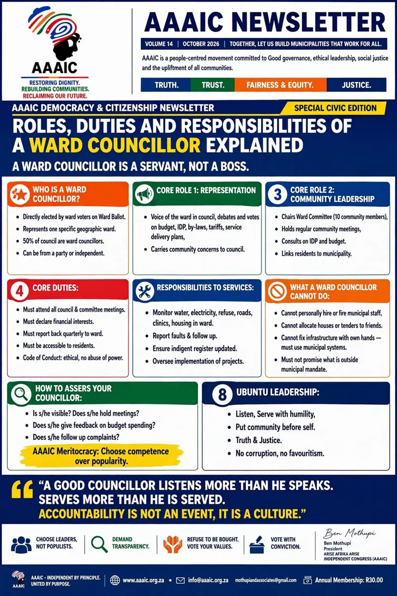 AAAIC Newsletter: Roles, Duties and Responsibilities of a Ward Councillor Explained