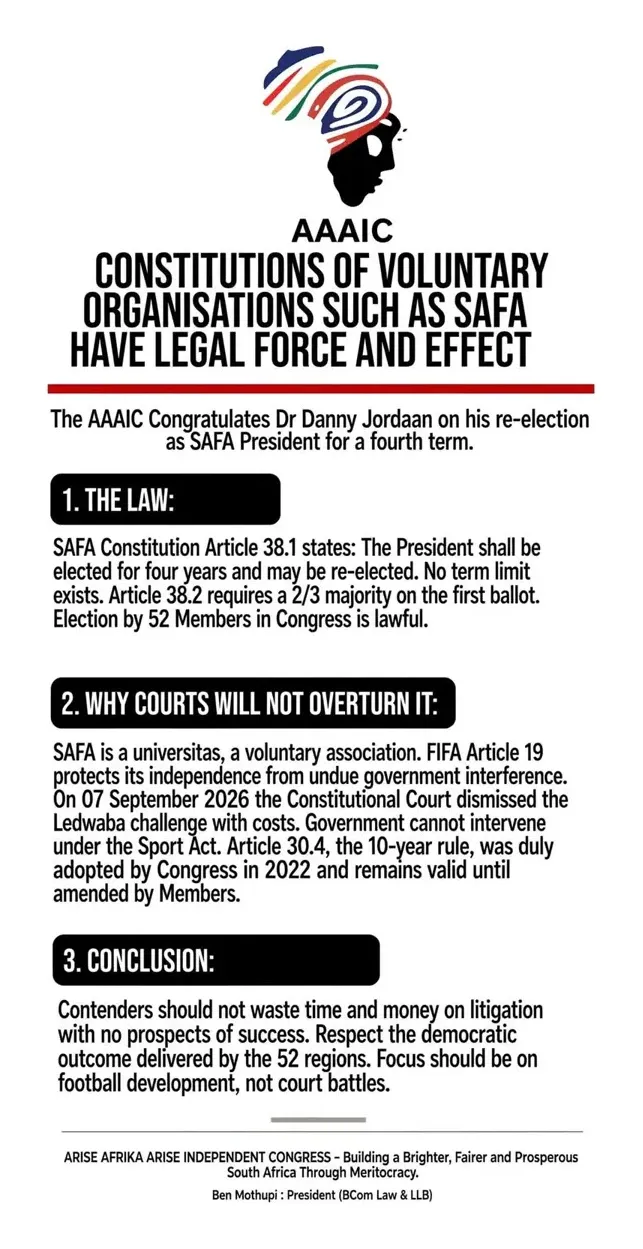 AAAIC poster on the SAFA constitution and its legal force and effect
