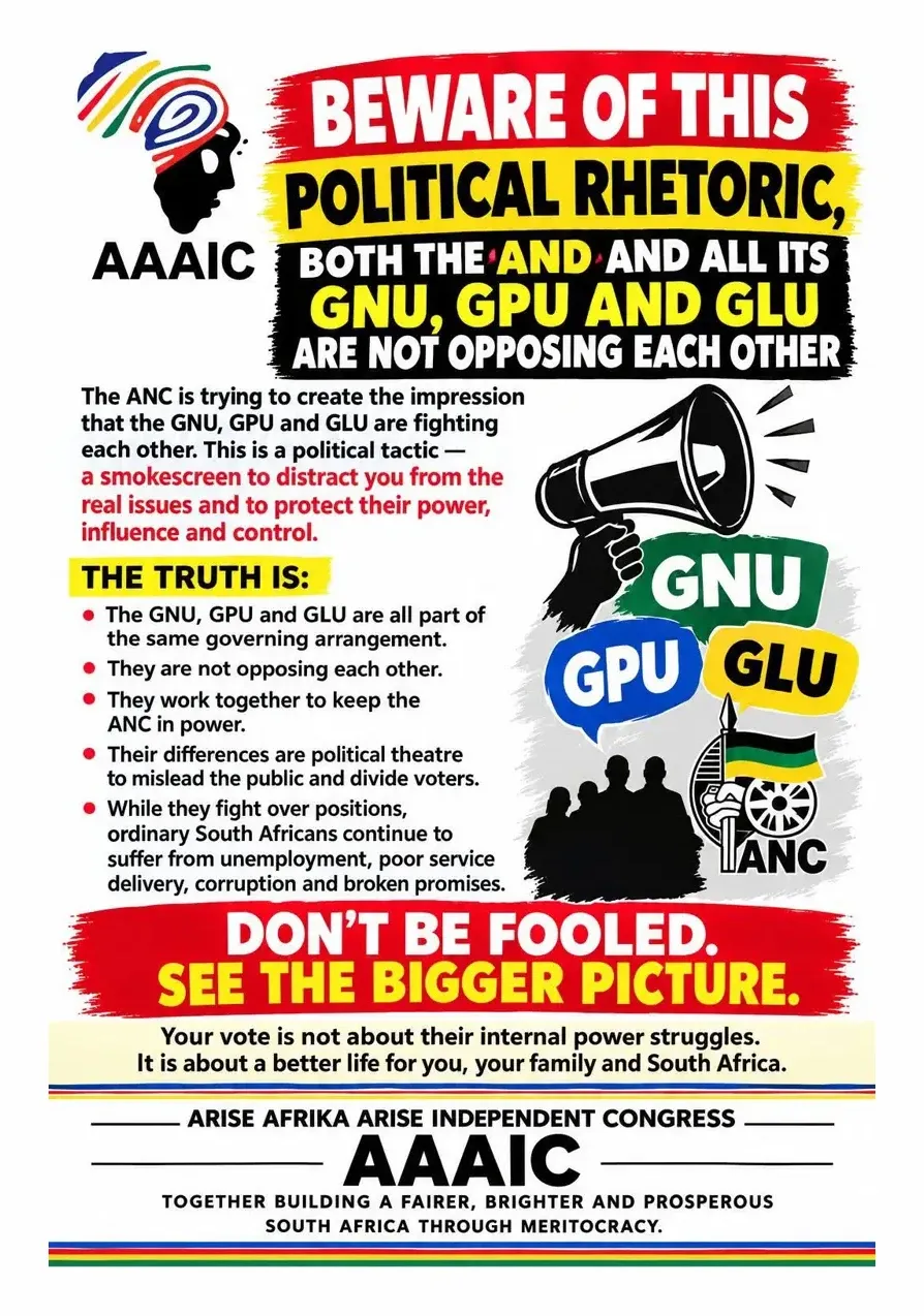 AAAIC poster: Beware of This Political Rhetoric — Don't Be Fooled