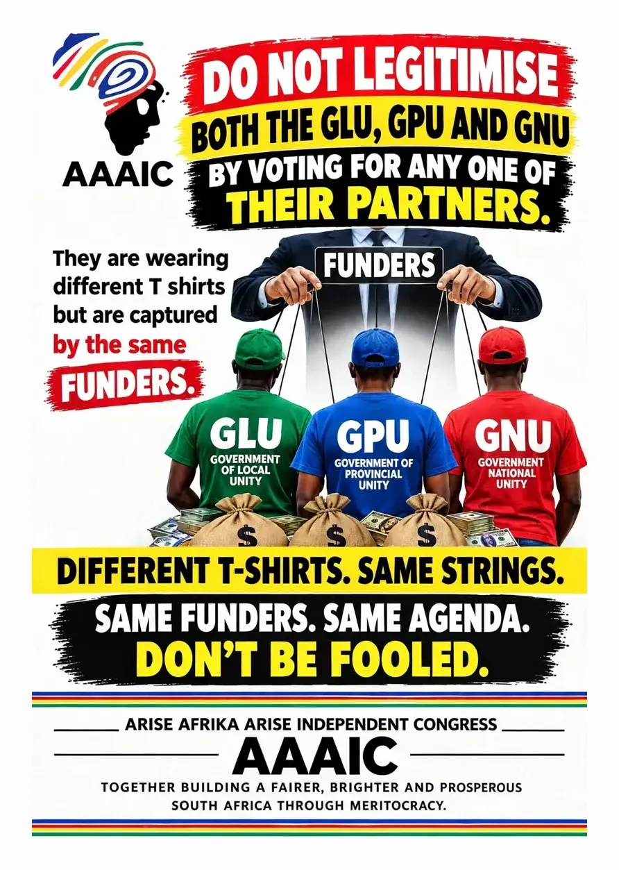 AAAIC poster: Do Not Legitimise the GLU, GPU and GNU — Different T-Shirts, Same Strings