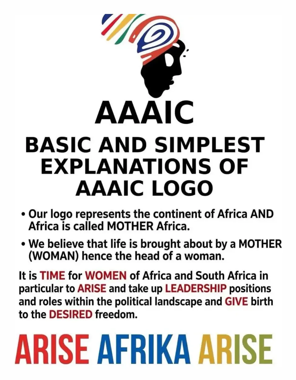 AAAIC poster: Basic and Simplest Explanations of the AAAIC Logo — Women's Leadership