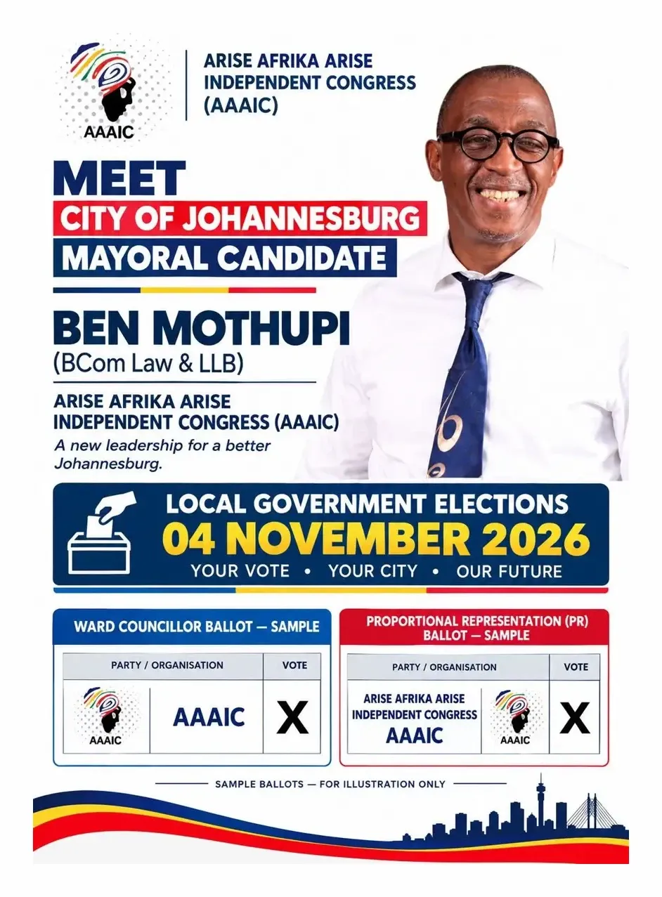 Ben Mothupi, City of Johannesburg Mayoral Candidate, 04 November 2026