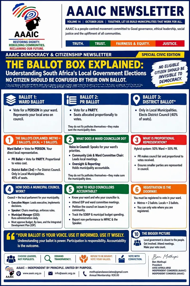 AAAIC Newsletter: The Ballot Box Explained — Understanding South Africa's Local Government Elections