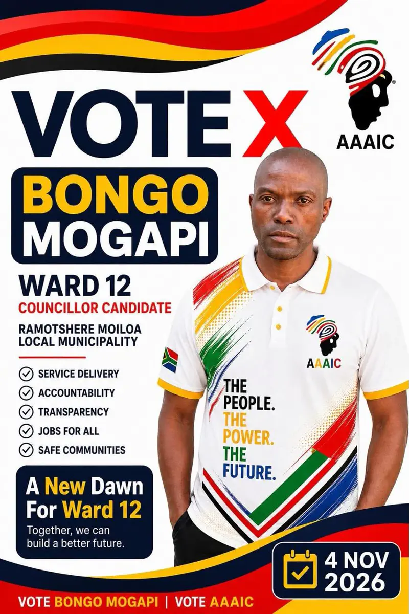 Bongo Mogapi, AAAIC Ward 12 Councillor Candidate, Ramotshere Moiloa